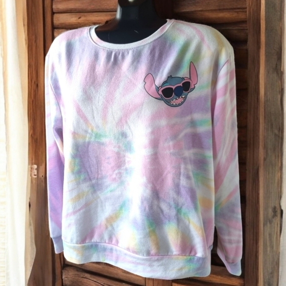 Disney Lilo & Stitch Ladies Double-Sided Print Tie Dye Sweatshirt - Picture 2 of 8